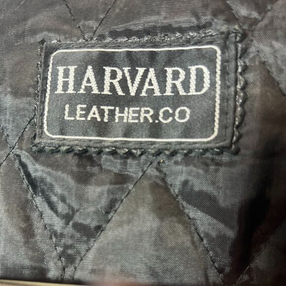 Vintage Harvard Leather Co. Men's Distressed Black Motorcycle Jacket with Stripe - Picture 3 of 12